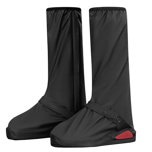 iCreek Waterproof Shoe Covers Reflective Rain Boot Foldable Non-Slip Protective Overshoes for Rainy Day, Hiking, Outdoor - color: Black, size: X-Large