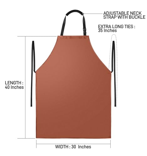 Waterproof Apron with Comfortable Adjustable Bib Rubber Vinyl Dishwasher Heavy Duty Apron for Men Women Dishwashing - color: Orange