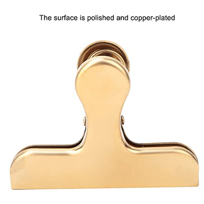Fdit Brass Vintage Retro Clip Bill Holder with Stainless Steel - Golden T Clip