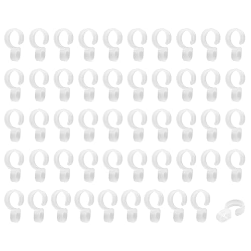 HEVSTIL 50 Pack Windproof Hooks for Clothesline – Fit 26-29mm Rods – Heavy Duty Plastic Anti-Slip Clothes Rack Clips – for Balcony, Yard, Bathroom, Closet & More, White - size: Medium-50pcs
