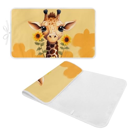 Funny Ironing Mat Portable Giraffe Ironing Pad for Steam Pressing on Tabletop or Bed,Heat Resistant Portable Quilting & Travel Blanket Ironing Board Alternative Cover - color: Funny Giraffe