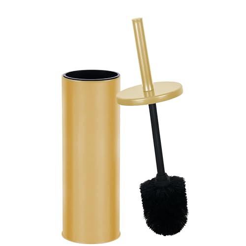 Deep & Sturdy Toilet Bowl Brush with Holder - Durable Scrubbing - Toilet Cleaners - Household Essentials - Bathroom Cleaner - Cleaning Supplies - Household Supplies, Matte Gold - color: Matte Gold