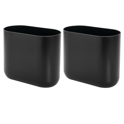 iDesign Small Slim Plastic Bathroom Trash Can, 2-Pack, Black - color: Black, style: Pack of 2