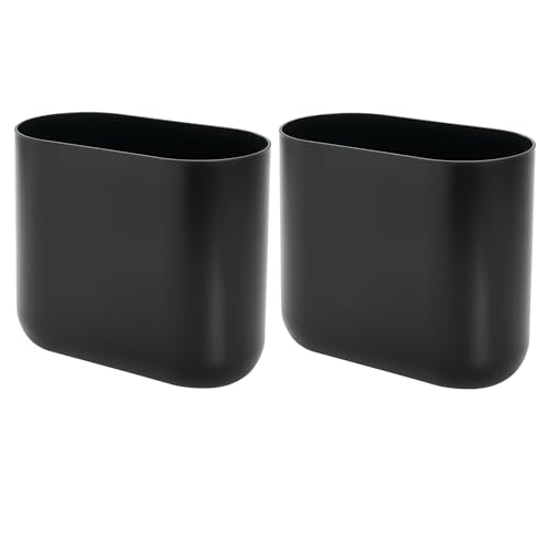 iDesign Small Slim Plastic Bathroom Trash Can, 2-Pack, Black - color: Black, style: Pack of 2