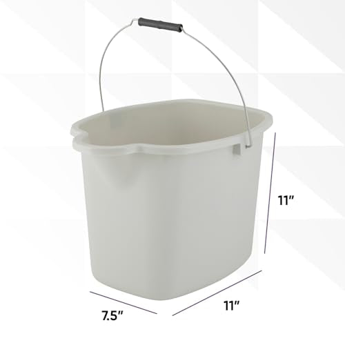 Mop Bucket for Cleaning - Car Wash Bucket with Metal Handle- 4.25 Gallon Bucket Grey Durable Plastic Pail for Fishing, Mopping, Cleaning -16 Liter Camping Buckets - Superio - color: Soft Grey, size: 1 Pack