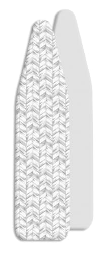 Whitmor Reversible Ironing Board Cover with Extra-Thick 9mm Fiber Pad Fits 15 x 54 in - color: Marbled Chevron and Gray, size: 54x15 Inches
