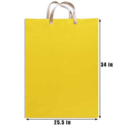 LOLOMLO Extra Large Canvas Laundry Bags with Handles & Drawstring Closure, Heavy Duty Tears Resistant Clothes Storage Travel Bags,25.5"x34",Yellow - color: Yellow