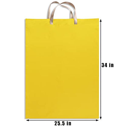 LOLOMLO Extra Large Canvas Laundry Bags with Handles & Drawstring Closure, Heavy Duty Tears Resistant Clothes Storage Travel Bags,25.5"x34",Yellow - color: Yellow