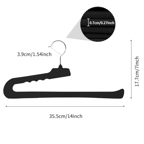 ManGotree Non Slip Velvet Pants Hangers Felt Jean Hangers 10 Pack Black - color: Black, size: 10 Pack
