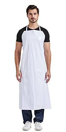 Nanxson Waterproof Rubber Aprons for Butcher Dog Grooming Dishwashing - color: White