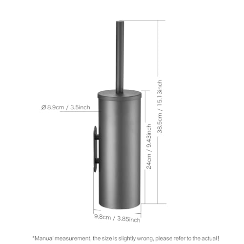 Gray Toilet Brush and Holder Set Stainless Steel No-Punch Hook Base - color: Gray