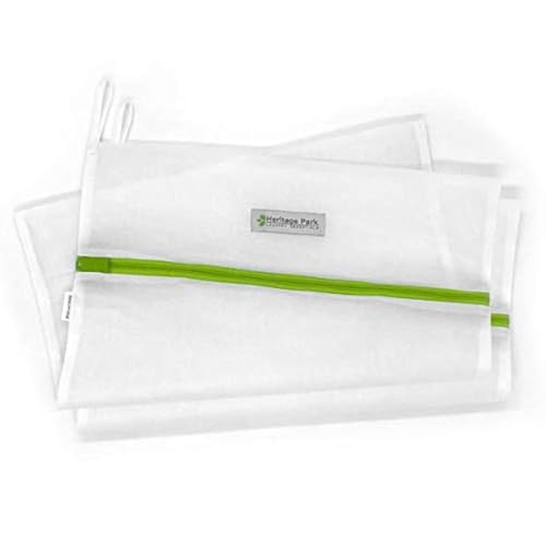 Heritage Park Fine Mesh Laundry Bags - Micro Mesh for Safely Washing Delicates - Gusseted Bottom for Extra Space, Hidden Zipper, and Convenient Hanging Loop - Pack of 2 Small (15" x 18") - size: 2 Small (15" x 18")