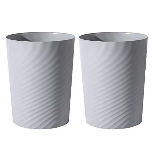 Plastic Small Bathroom Trash Can Wastebasket Garbage Can, Grey, 2 Pack - color: Grey, size: 1.8 Gallon/2 Pack