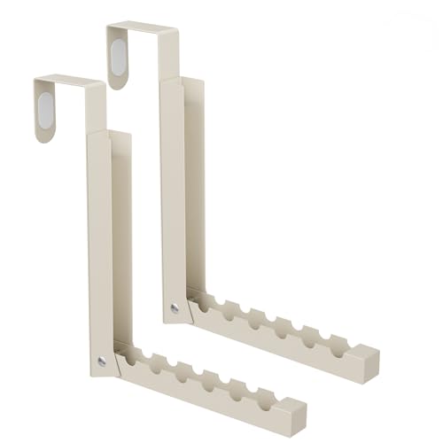 BAKON Over The Door Hanger Folding Clothes Drying Rack, Folding Hanging Coat Rack for Indoor Laundry Room Compact Small Space Foldable Portable Clothing Hanger Hook Collapsible-2 Pack (Beige) - color: Beige