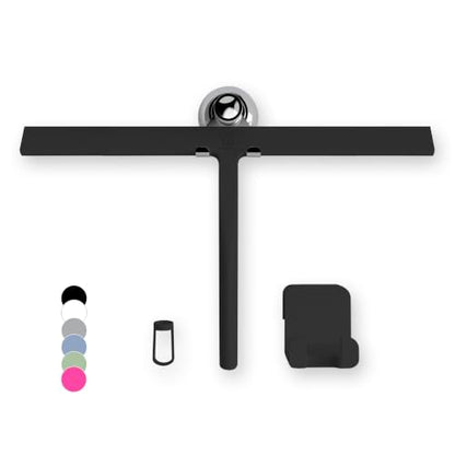 GÜTEWERK Silicone Shower Squeegee with 3-in-1 No-Drill Mount, Black, 15'' - color: Black, size: 15 Inches