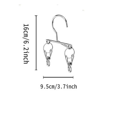 4PCS Double Clip Stainless Steel Travel Hanger, Portable Rustproof Space Saving Laundry Drying Hanger with Dual Clips, Compact Hotel Travel Hanger for Socks Handkerchiefs Small Items - size: Small