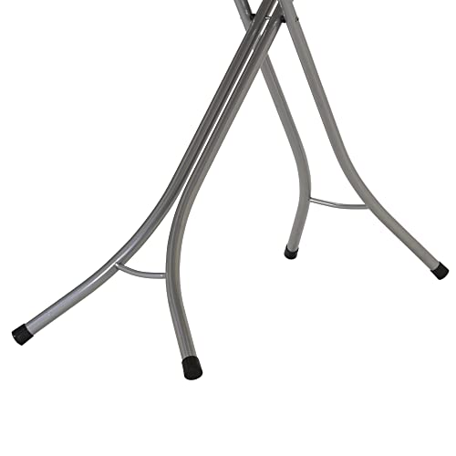 Household Essentials Wide Top Ironing Board with 4‑Leg Steel Frame, Fixed Iron Rest, Silicone‑Coated Cotton Cover, Grey - color: Grey/Silver, size: 49" L, style: With iron station