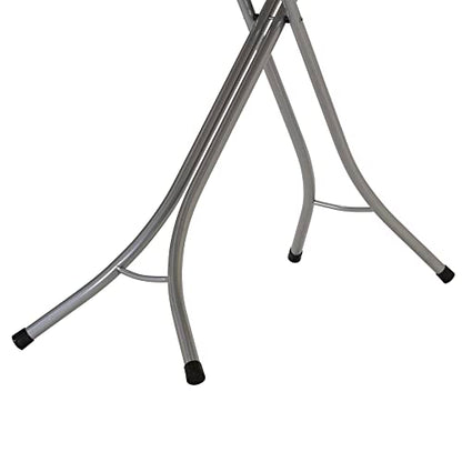 Household Essentials Wide Top Ironing Board with 4‑Leg Steel Frame, Fixed Iron Rest, Silicone‑Coated Cotton Cover, Grey - color: Grey/Silver, size: 49" L, style: With iron station