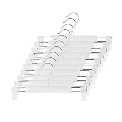 10 Pack Pants Hangers with Adjustable Non-Slip Clips Anti-Rust Hanging Hook for Trouser,Skirts,Jeans,Clothes Hangers Transparent - color: Transparent, size: 10 Pack