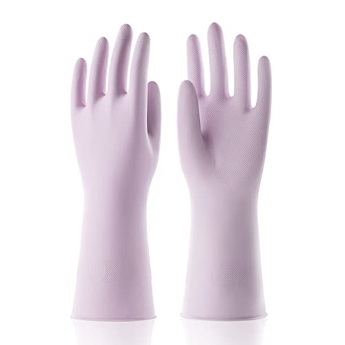 COOLJOB Purple Household Rubber Non-Slip Gloves with Flocked Lining, Medium - color: Light Purple With Lavender Scent, size: Medium (Pack of 1)