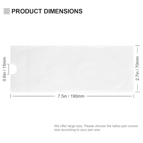 200pcs Tattoo Machine Covers Clear 7.5x2.7 Inch Tattoo Pen Covers Large Machine Bags Sleeves for Tattoo Machine Accessories, Kits & Supplies - color: Clear