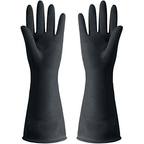 Black Cleaning Rubber gloves, M-L Kitchen Household Dishwashing Latex Gloves, Heavy Duty Chemical Glove