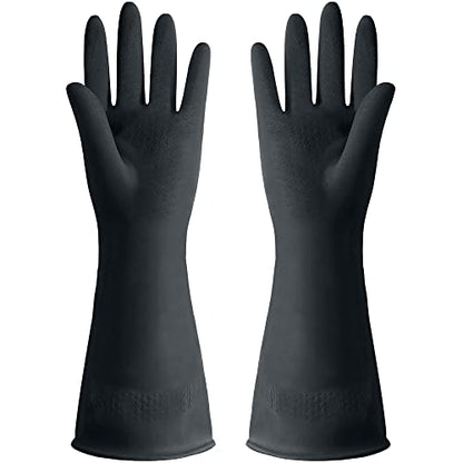 Black Cleaning Rubber gloves, M-L Kitchen Household Dishwashing Latex Gloves, Heavy Duty Chemical Glove