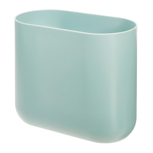 iDesign Small Slim Plastic Bathroom Trash Can, Blue - color: Soft Aqua, style: Pack of 1