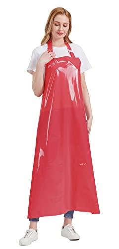 Nanxson TPU Waterproof Apron Lightweight Work Apron with Adjustable Buckle - color: Red