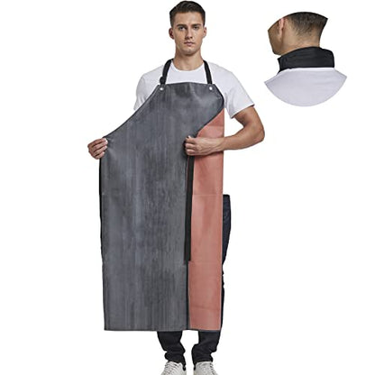 Rubber Waterproof Apron Butcher Heavy Duty -Oil Chemical Resistant Safety Aprons for Cleaning Fish, DishWashing - color: Black Red, size: X-Large