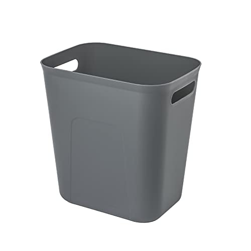 UUJOLY Plastic Small Bathroom Trash Can Wastebasket, 3.5 Gallon, Dark Grey - color: Dark Grey, size: 3.5 Gallon