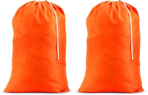 Extra Large Laundry Bag 30 x 40 - Heavy Duty Nylon, Locking Drawstring, Machine Washable, Holds 3 Loads, Dirty Clothes Sack for Travel, Dorm, College | Handy Laundry (Orange) (Pack of 2) - color: Orange, size: 30" x 40" (Pack of 2)