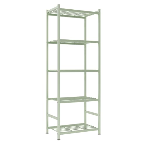 Storage Shelves, Metal Shelving Unit with Adjustable Feet, Shelf Organizer for Garage, Kitchen, Pantry and Closet Organization,17.7" x 11.8" x 56.3" (5T), Sage Green - color: Sage Green, size: 17.7" x 11.8" x 56.3"(5T)