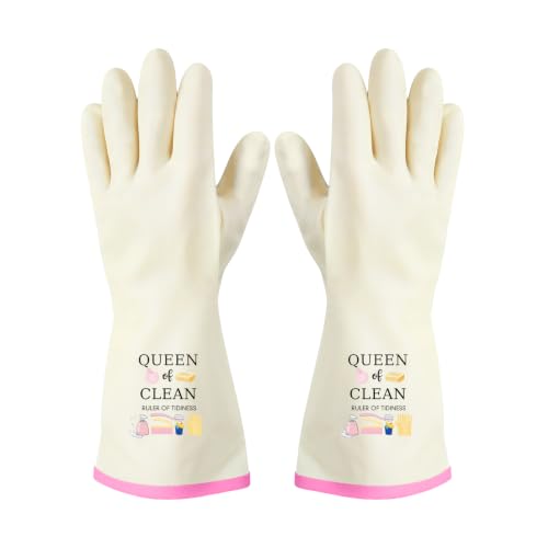 Rubber Cleaning Reusable Gloves, Practical House Warming Gifts - color: Pink--queen of Clean