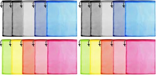KUUQA 10 Pcs Mesh Drawstring Bag, Laundry Bag, Mesh Stuff Sack, Golf Ball Bag, Nylon Mesh Bag for Storage, Travel and Sports (Colorful, 13"x15.5") (Pack of 2) - color: Colorful, size: 13"x15.5" (Pack of 2)