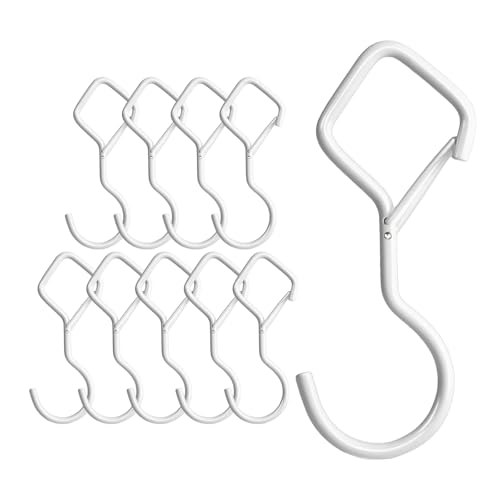 Heavy Duty S Hooks for Hanging with Lock, 4.72 Inch Metal Screw Hooks for Plants, Kitchen Utensils, Bags, Towels, and Outdoor Storage, Plant Hangers and Hanging Hooks (White, 10 pcs) - color: White, size: 10 Pieces