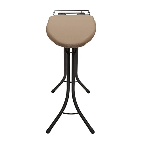 Household Essentials Mega Ironing Board, 4-Leg, Steel Top Pressing Station, Heat-Resistant Fiber Pad and Polyester Cover, Includes Sleeve Board and Iron Rest with Hanger Bar, Bronze Frame - color: Brown/Bronze, size: 49" L, style: With iron station