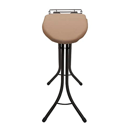 Household Essentials Mega Ironing Board, 4-Leg, Steel Top Pressing Station, Heat-Resistant Fiber Pad and Polyester Cover, Includes Sleeve Board and Iron Rest with Hanger Bar, Bronze Frame - color: Brown/Bronze, size: 49" L, style: With iron station