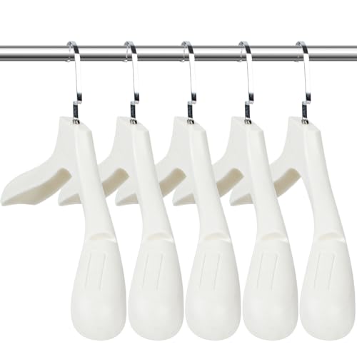 DEDU Suit Hangers for Men 10 Pack, Sweater Hangers No Shoulder Bump Non Slip Width 17.7", Plastic Clothes Hangers Ivory White with Metal Hook - color: Ivory White-10