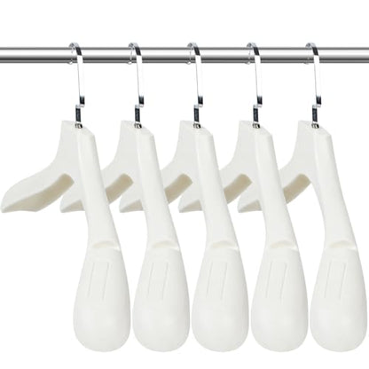 DEDU Suit Hangers for Men 20 Pack, Sweater Hangers No Shoulder Bump Non Slip Width 17.7", Plastic Clothes Hangers Ivory White with Metal Hook - color: Ivory White-20