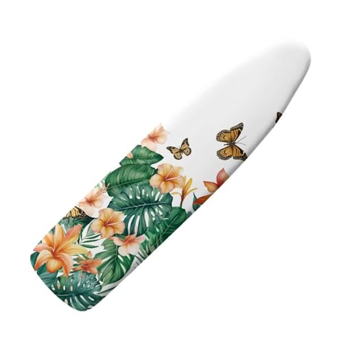 Floral Butterfly Ironing Board Cover Soft Ironing Board Cover, Non Stick Scorch and Stain Resistant Standard Size 15x54 Inch with Elastic Edges - color: 0 Floral Butterfly