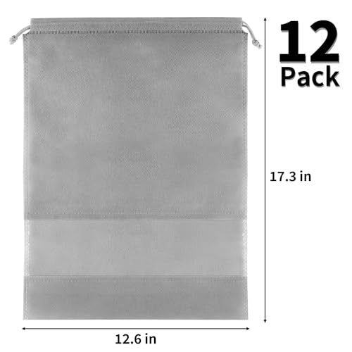 12 Pack Shoe Bags for Travel, Large Travel Shoe Bag for Packing with Window - color: Grey