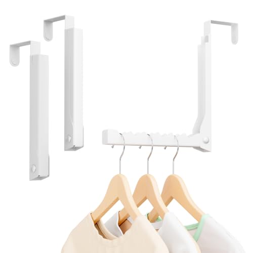 Over The Door Drying Rack, Foldable Metal Door Hanger, Space Saving Clothes Drying Rack for Laundry Room, Bathroom, Closet, Over Door Clothes Hanger Organizer (2 Pack) - color: 2 Pack, White