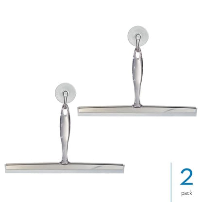 iDesign Bathroom Shower Squeegee, Set of 2, Clear/Stainless Steel - color: Clear/Stainless, style: Pack of 2