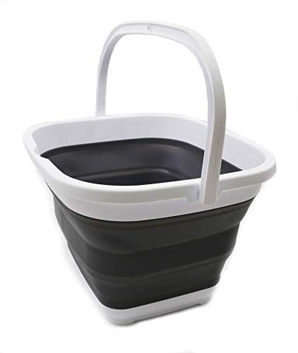 SAMMART 11L (2.9 Gallon) Collapsible Rectangular Handy Bucket (1, White/Grey) - color: White/Grey