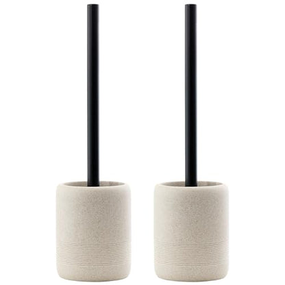 Toilet Brush and Holder Set, 2 PCS,Simple Sandstone Look,Beige