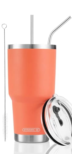 D·S 30oz Orange Tumbler Double Wall Vacuum Insulated Travel Coffee Mug - color: Orange