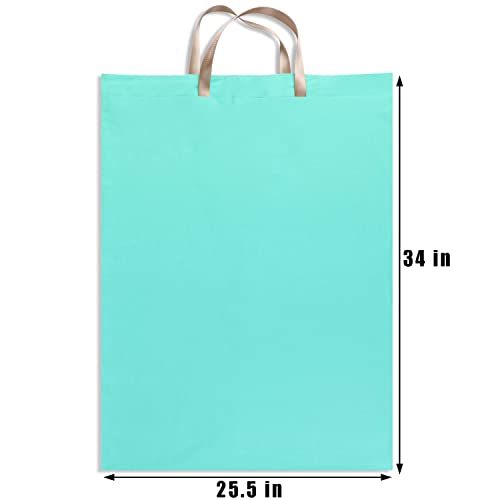 LOLOMLO Extra Large Canvas Laundry Bags with Handles & Drawstring Closure, Heavy Duty Tears Resistant Clothes Storage Travel Bags,25.5"x34",Lake Blue - color: Lake Blue