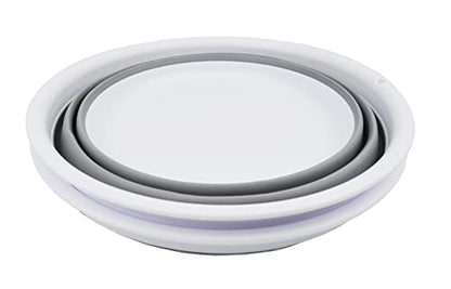 SAMMART 7.5L (1.98 Gallon) Collapsible Tub - Foldable Dish Tub - Portable Washing Basin - Space Saving Plastic Washtub (White/Grey (Set of 2)) - color: White/Grey (Set of 2)