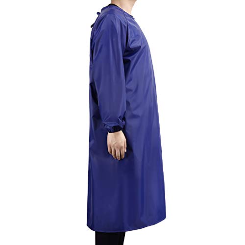Surblue Waterproof Apron Long Sleeves, 47" Plus Size Aprons, Heavy Duty Smock Overalls for Lab Work, Cleaning, Work Shop, Dishwashing, Dog Grooming, Blue - color: Z-blue